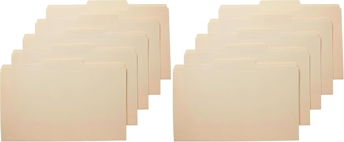 Amazon Basics Sturdy Manila File Folders, 1/3 Tabs in Assorted Positions by AmazonBasics