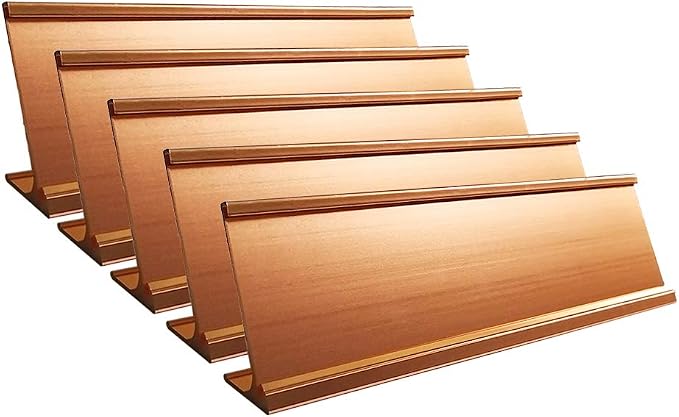 2" x 10" Aluminum NamePlate Desk Holder 5 Pack Rose Gold | Office Business Name by Icomecn