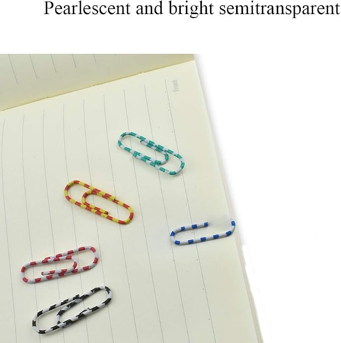 HAHIYO Paper Clips 1.1 inches Length Striped Paperclips Vinyl Coated Prevent - Image 4
