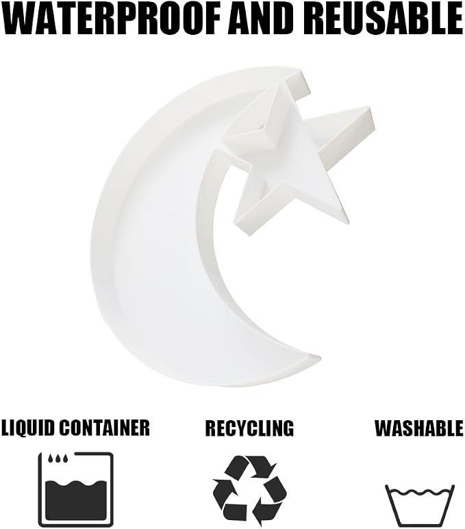 Plastic Fillable Charcuterie Box, 10in Reusable Moon Star Shaped Tray - Image 6