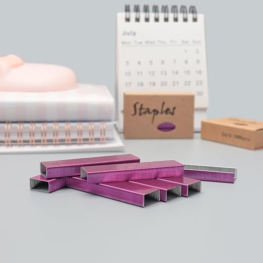 Rose Red 26/6 Standard Staple Set 12mm Width 1000/Box 6 Boxes/Pack 6000 Count - Image 2