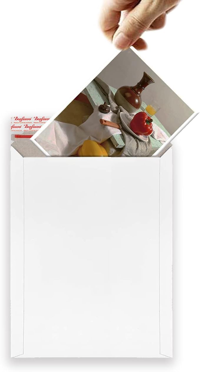 Bonfasvo Rigid Mailers 30 Pack 6.25 x 8.25 inches White Self Seal Stay Flat - Image 3