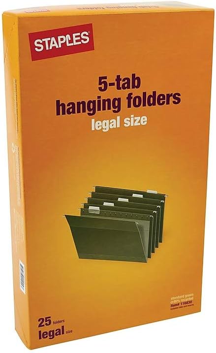 Staples Hanging File Folders, Legal Size, Standard Green – 25/Box - Image 5
