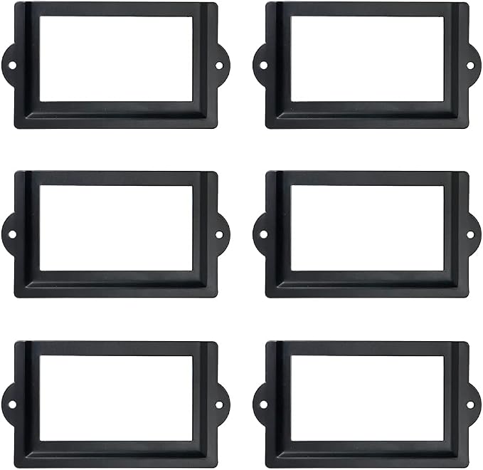 Antrader 6 Pcs 3.3" x 1.8" Office Label Holder, Metal Label Frame, Matte Black by Antrader