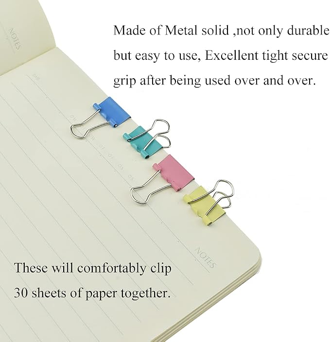 HAHIYO Binder Clips Paper Clamps Spring Steel Sturdy Mini 0.59 inches Width - Image 6