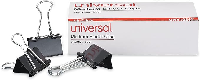 Universal 10210 Medium Binder Clips, 5/8" Capacity, 1 4" Wide - Image 2