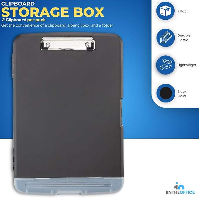 1InTheOffice Clipboard with Storage Box, Plastic Storage Clipboard - Image 2