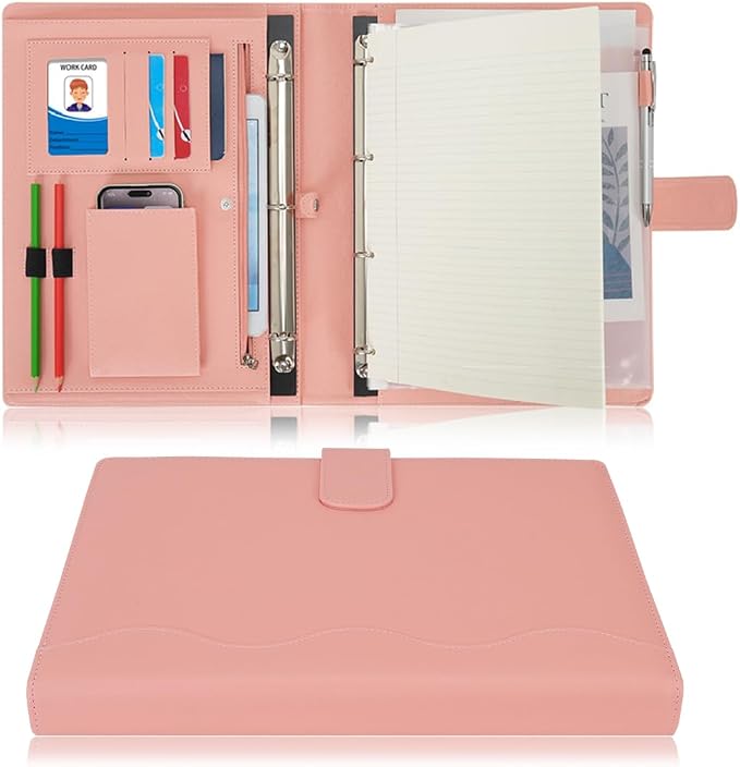 Wonderpool A4 PU Leather Ring Holder Writing Portfolio Multi Document Case by Wonderpool