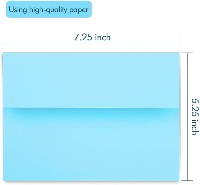 100 Pack A7 Baby Blue Invitation 5x7 Envelopes - Image 2