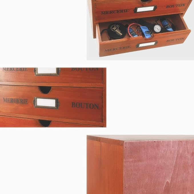 Wooden Storage Box with Drawers Vintage Office Supplies and Accessories Letter - Image 6
