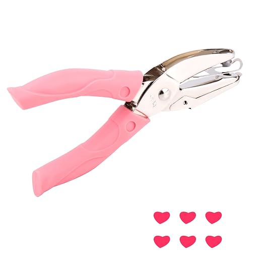 AIEX Heart-Shape Hole Punch, 5.5mm/0.22in Pink Handle Single Hole Paper Punchers by AIEX