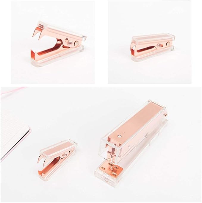Clear Acrylic Rose Gold Staple Remover Dress Up Home | Office | School Desk - Image 3