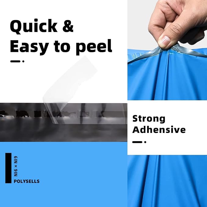 POLYSELLS 100 pcs 6x9 Inches Blue Poly Mailers Shipping Envelopes, Strong - Image 3