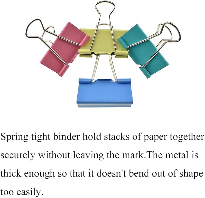 HAHIYO Binder Clips Paper Clamps Spring Steel Sturdy Large 1.57 inches Width - Image 5