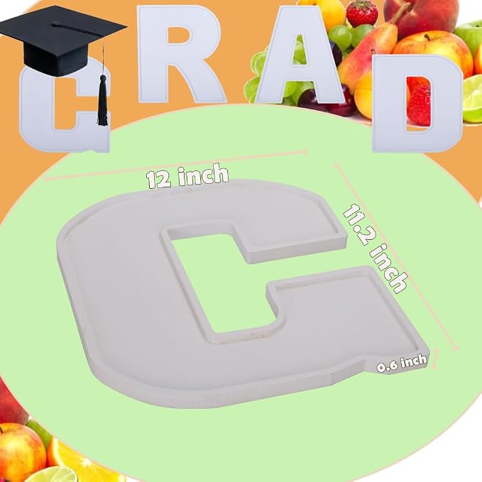MRPAPA Grad Fillable Charcuterie Boards 4PCS Letter 12Inch White Serving Tray - Image 4