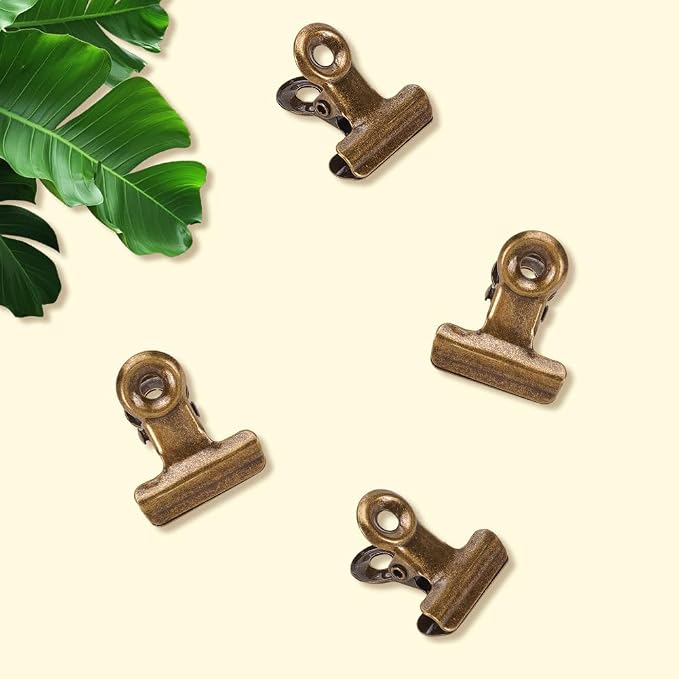 CRASPIRE 35Pcs Bronze Bulldog Clips Vintage Metal Binder Hinge Mini Clips - Image 7