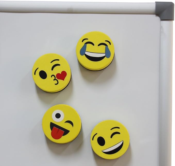VIZ-PRO Magnetic Smiley Face Circular Whiteboard Eraser / 4 Pack of 2" Dry - Image 4