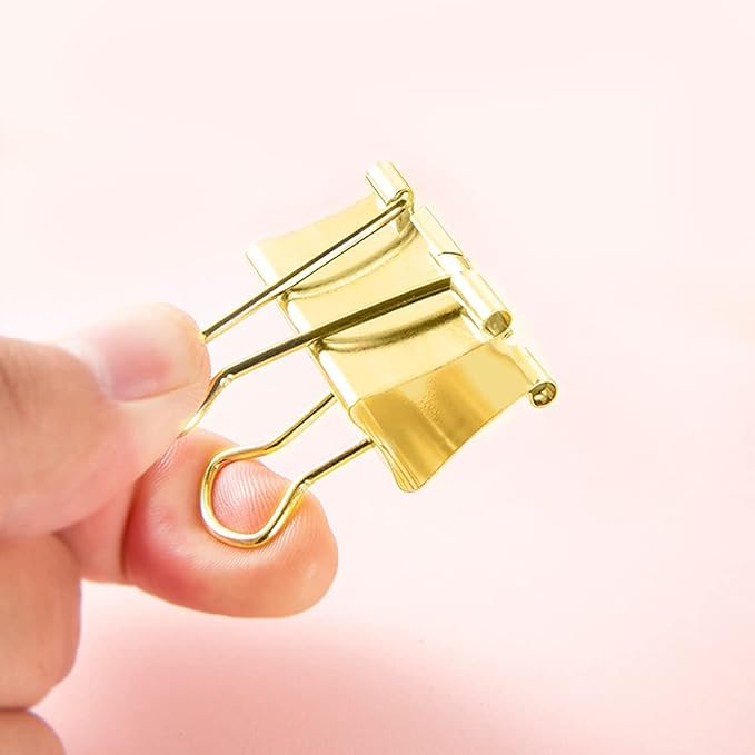 Medium Binder Clips Width 1.25 Inch Capacity 0.6 Inch Gold 24 PCS, Binder Clips - Image 7