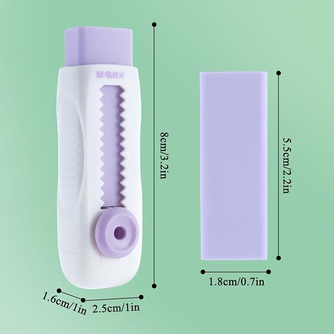 M&G 4+1 Pack Rubber Erasers Sliding Retractable Eraser, Soft Cute Erasers Push - Image 2