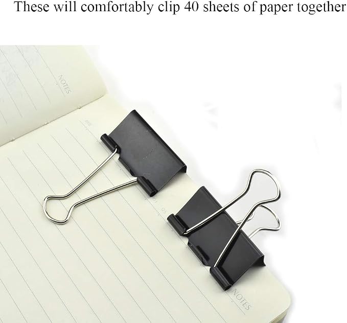 HAHIYO Binder Clips Paper Clamps Spring Steel Sturdy Medium 1.57 inches Width - Image 6