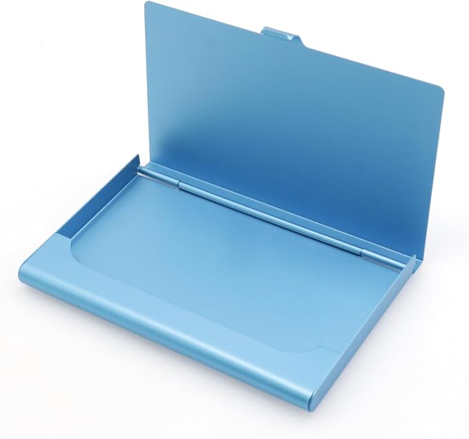 2-Pack Blue Aluminum Business Card Holder Slim Flip Pocket Case | aluminum - Image 2