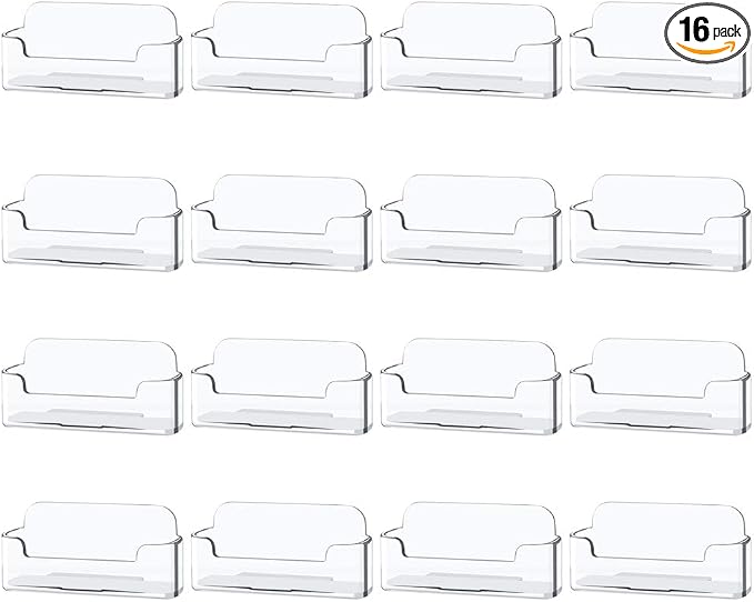 Qizpcer 16 Pack Clear Desktop Business Card Holder Display, Plastic Business by Qizpcer