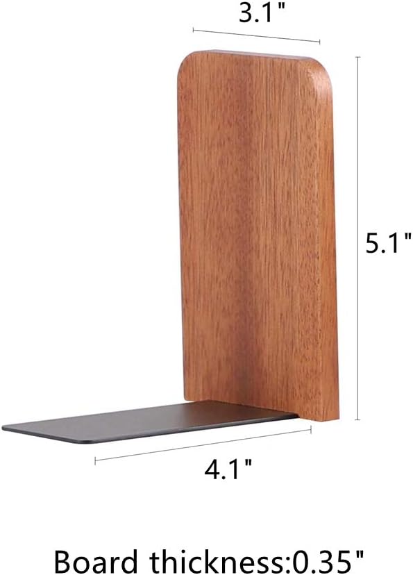 Muso Wood Book Ends for Shelves, Non-Slip Bookends, Heavy Duty Wooden Bookend - Image 2