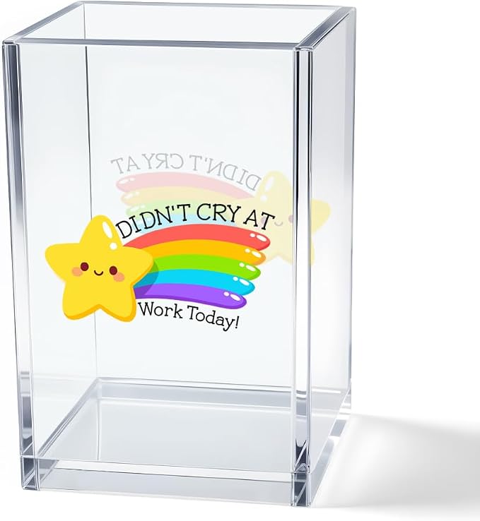 Didn't Cry at Work Today Acrylic Cosmetic Pencil Pen Holder Cup, Funny Gold by Unknown