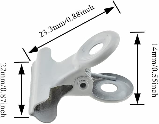 HAHIYO 0.87inch White Bulldog Clips Metal File Hinge Binder Clips Clamps Save - Image 2