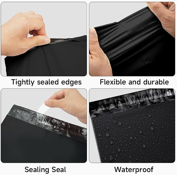 Black Poly Mailers 14.5x19 Inch, 200 Pack | Self-seal shipping bags - Image 2