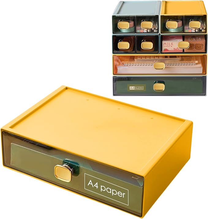 Stackable Desk Drawer Organizer 13''x9''x3.3'' Desktop Paper Organizer by DETEIN