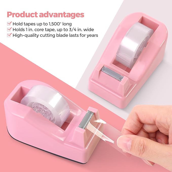 SKYDUE Pink Desk Accessories 10Pcs, Rotating Pen Holder - Image 5