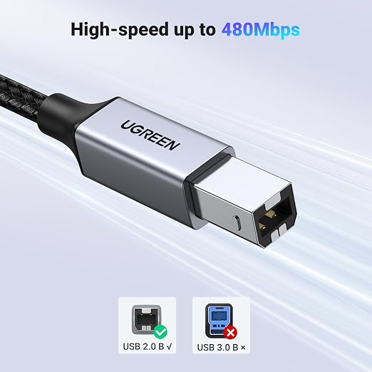 UGREEN USB B to USB C 10 FT Printer Cable, Nylon USB B to C Cord - Image 4