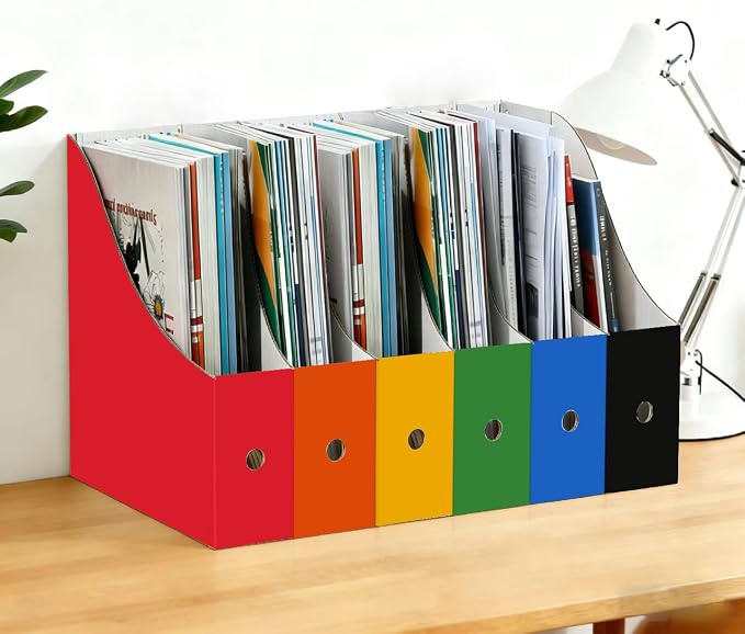 Limitliho 2 Pack Cardboard Magazine Storage Boxes, Vertical File Organizer Box - Image 2