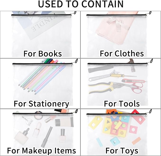 EOOUT 24pcs Mesh Zipper Pouch Bags, Plastic Zipper Bag - Image 4