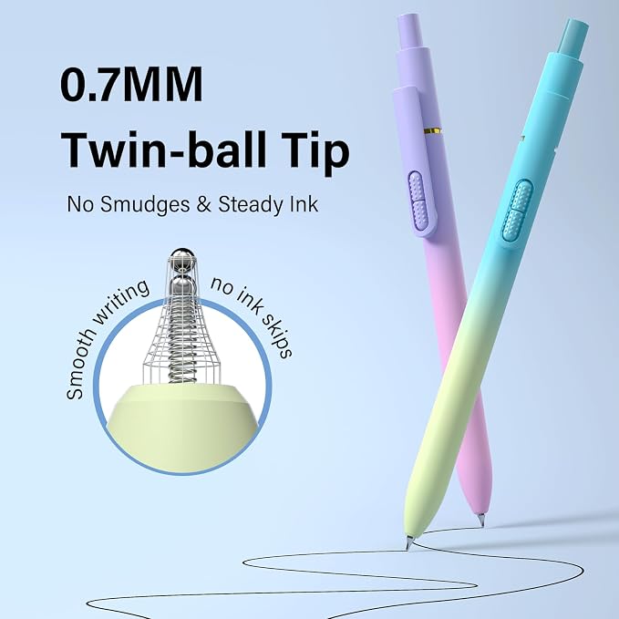 0.7mm Gel Pens Black Ink, 8 Pack Retractable Pens - Image 3