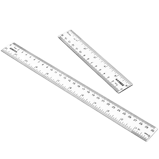 Plastic Rulers, 6 Inch Ruler, 12 Inch Ruler, Straight Plastic Ruler Set by KASBEE