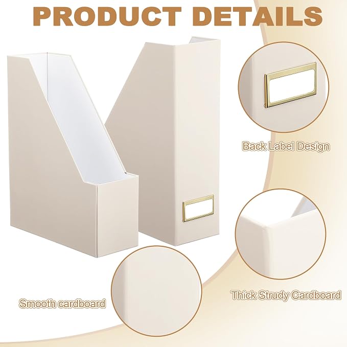 Feifeiya Magazine File Holder Set of 6 Stylish Sturdy Cardboard File Boxes Desk - Image 3