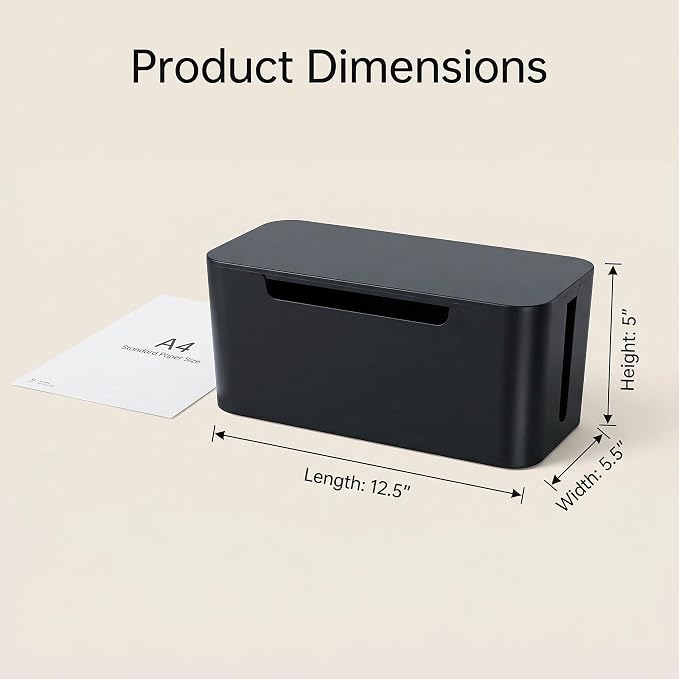 Eichzer Cable Management Box, Premium Cord Organizer Box to Hide Surge - Image 3
