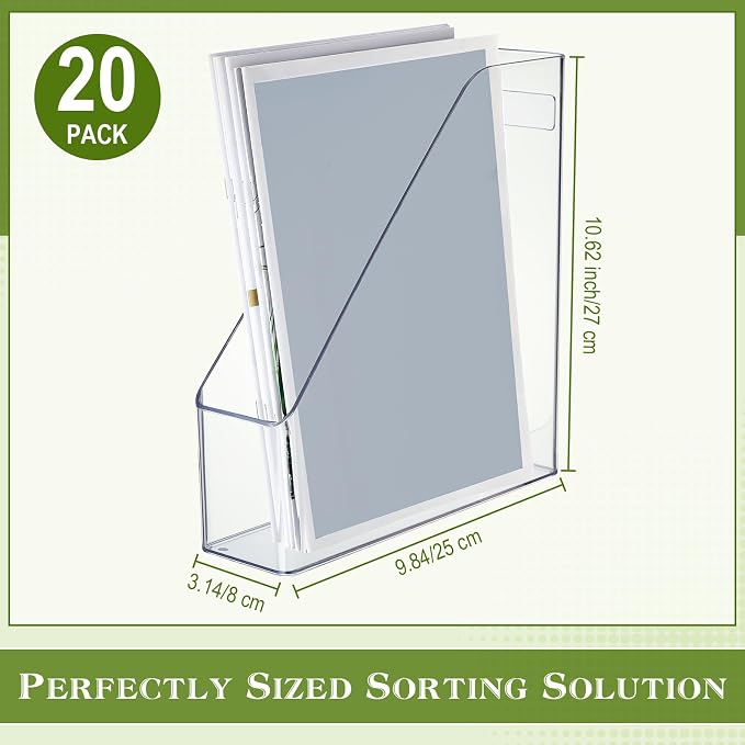 20 Pcs Clear Acrylic Magazine File Holder Plastic Desk Organizer - Image 2