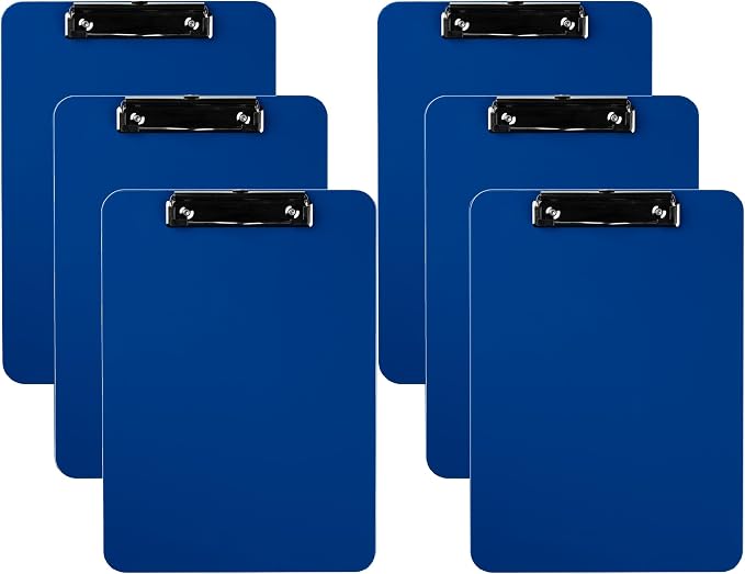 Pack of 6 Plastic Clipboards by DAVISGROUP
