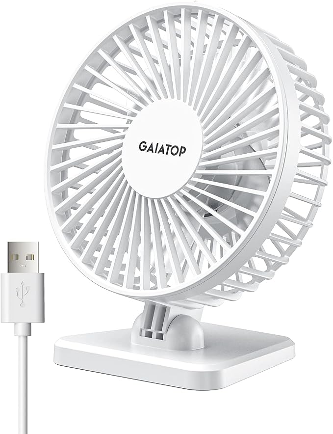 Gaiatop USB Desk Fan, Small But Powerful, Personal Portable Quiet 3 Speeds by GAIATOP