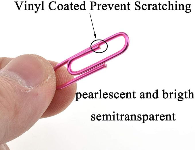 HAHIYO Paper Clips 1.1" Length Pink Paperclips Bright Colors Vinyl Coated - Image 3