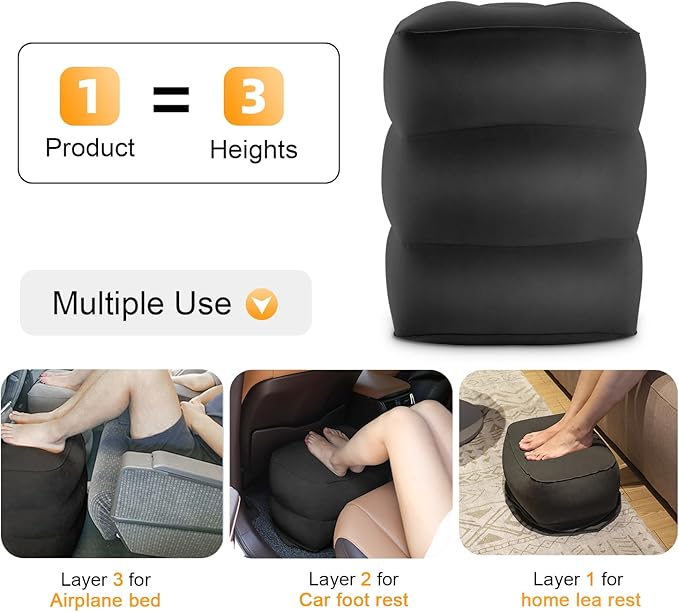 Maliton Inflatable Travel Foot Rest Pillow, Kids Airplane Bed, Adjustable - Image 5
