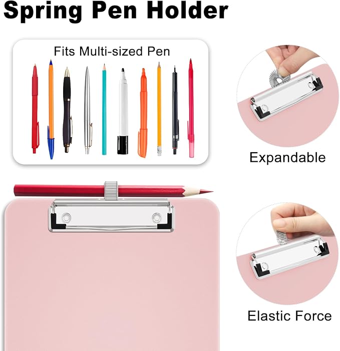Hongri A5 Clipboard with Storage, Metal Retractable Pen Holder, 6 x 9'' Nursing - Image 3