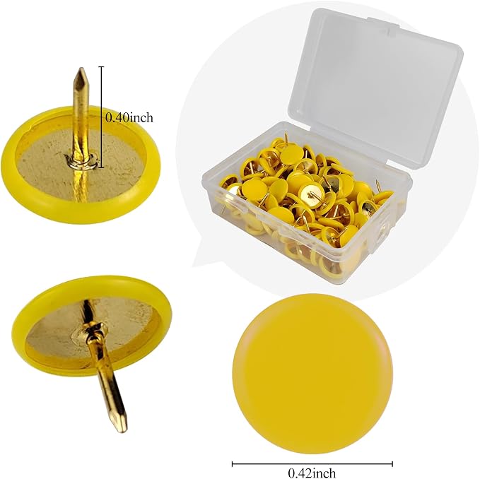 100 Pcs Thumb Tacks, Drawing Pins, Metal Flat Push Pins, Round Head Drawing Pins - Image 4
