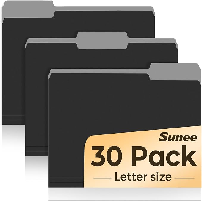 SUNEE File Folders, 30 Pack Manilla Folders 8.5 x 11, Colored File Folders Home by SUNEE