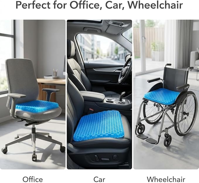 QWORK Gel Seat Cushion, Gel Cushion, Cool & Breathable & Non-Slip - Image 5