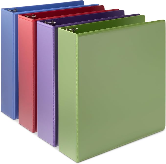 Amazon Basics 3 Ring Binder, 2 inch Round Rings, Holds 375 Sheets, Two Interior by AmazonBasics