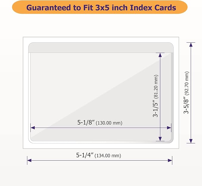 IMAGAME Clear Adhesive 3" x 5" Index Card Pockets, Labels Holders, 50 Pack | - Image 3